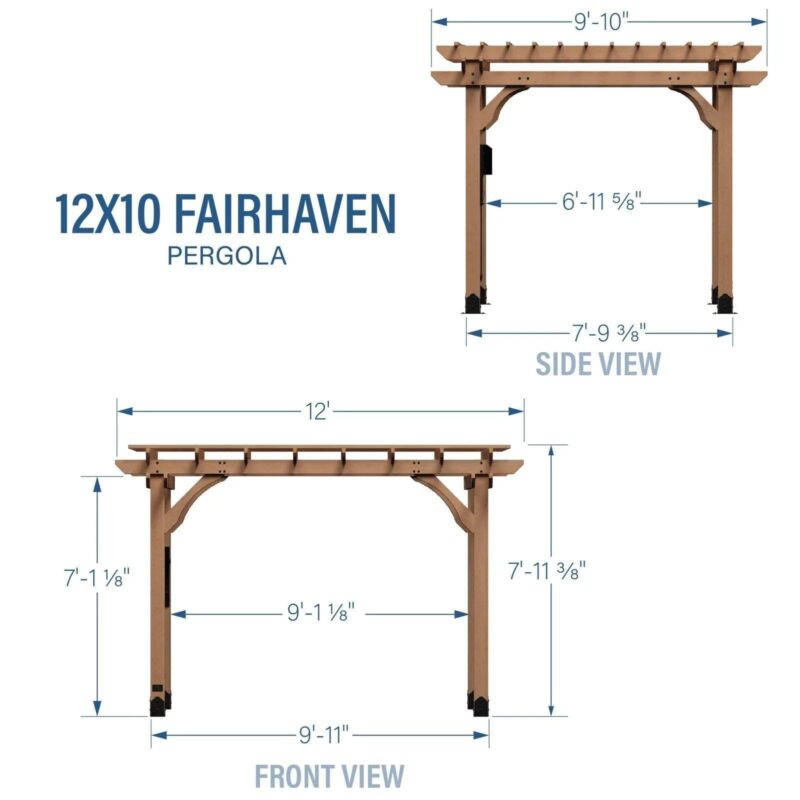 12×10 Fairhaven Pergola, Rustic Finish - Image 7