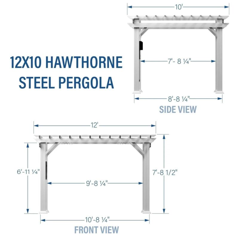 12×10 Hawthorne Traditional Steel Pergola With Sail Shade Soft Canopy - Image 11